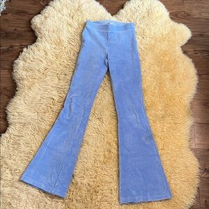 Aerie Groove-On Rib Velour Flare Pant- Sky Blue- Long Inseam